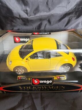 Burago Yellow Volkswagen Beetle Die-Cast Model - Collectible